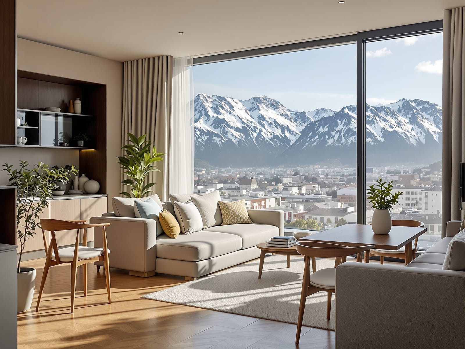 Living comedor con vista despejada a la cordillera